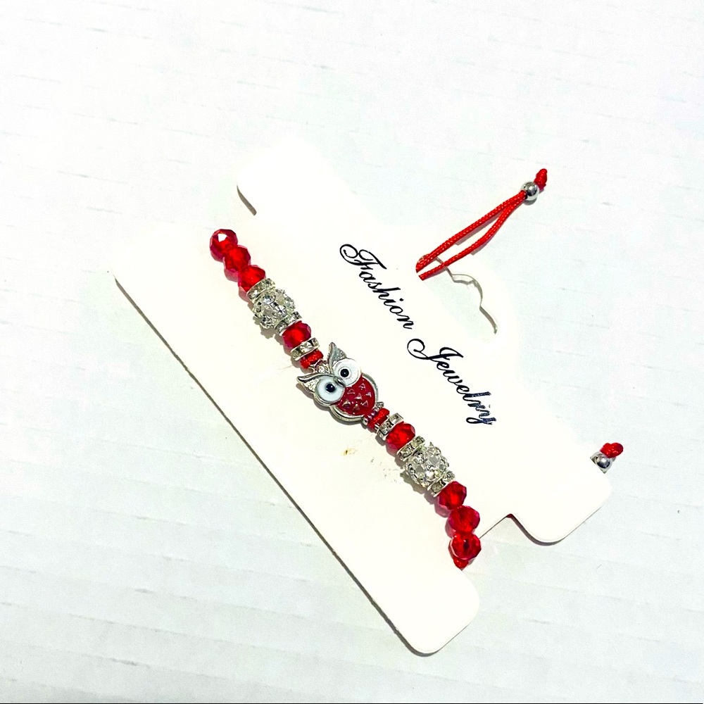 Red Owl bead bracelet